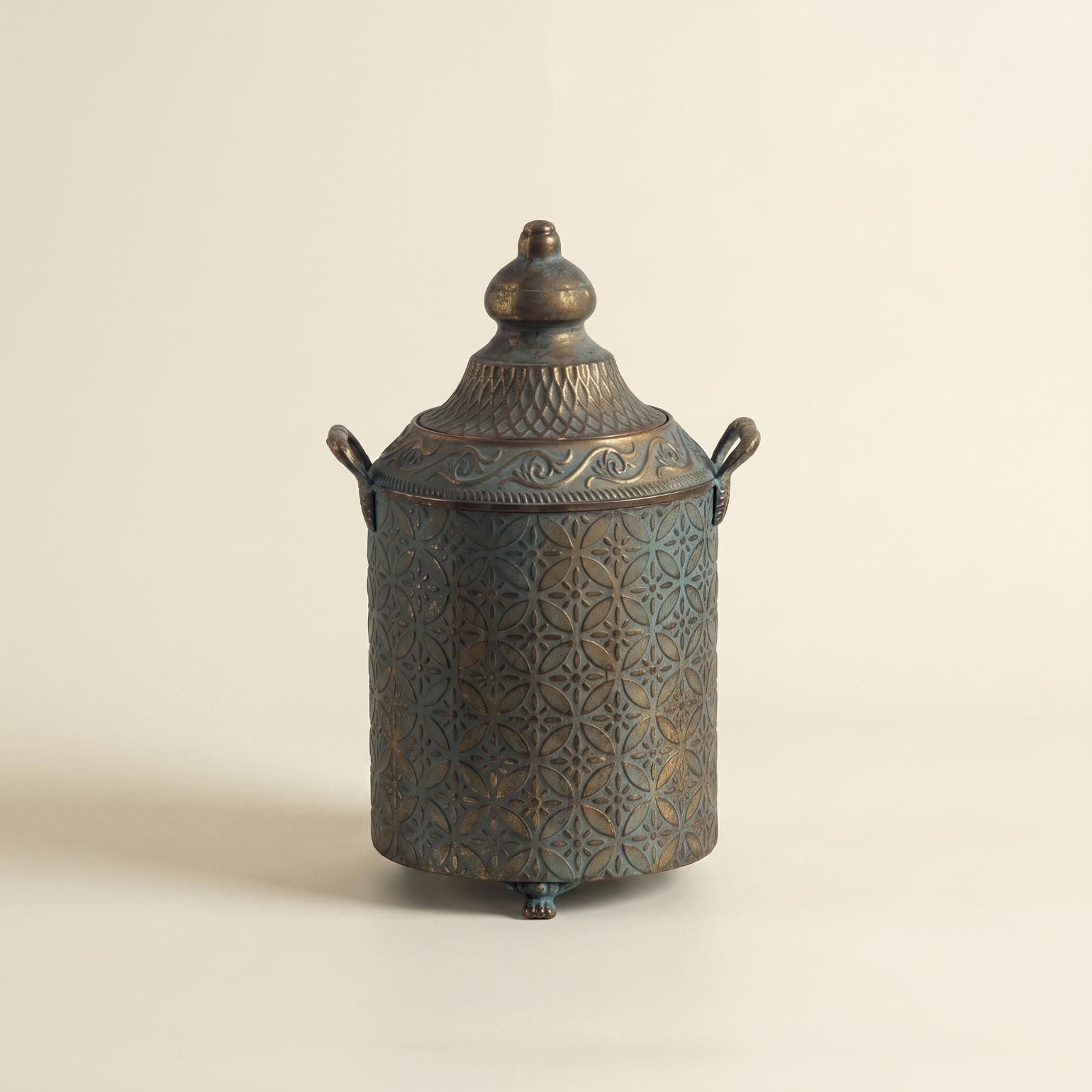 Vase Decor - وعاء زخرفي معدني بتشطيب باتينا، وعاء