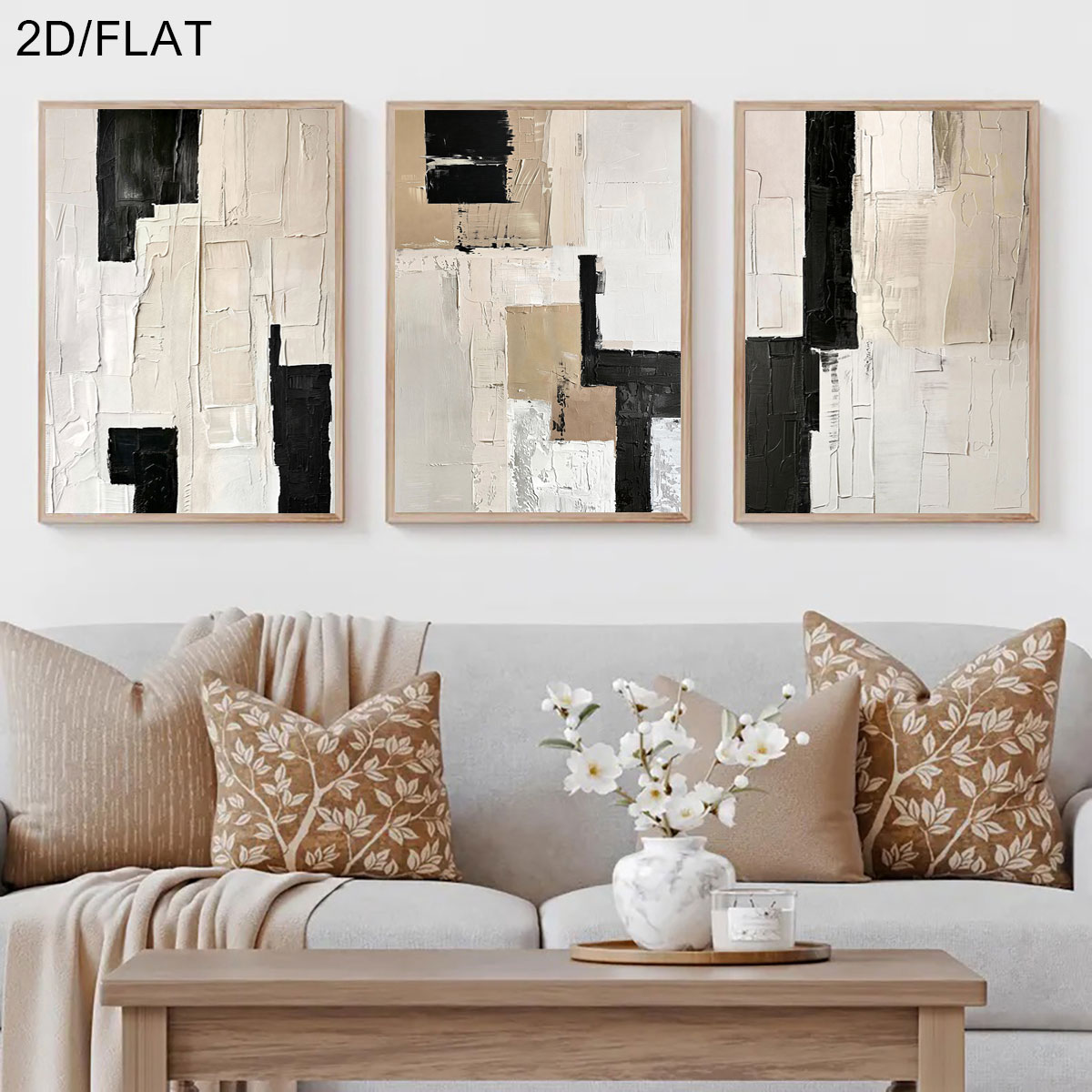 Abstract Canvas Set - 3 قطع بدون إطار، مجموعة من